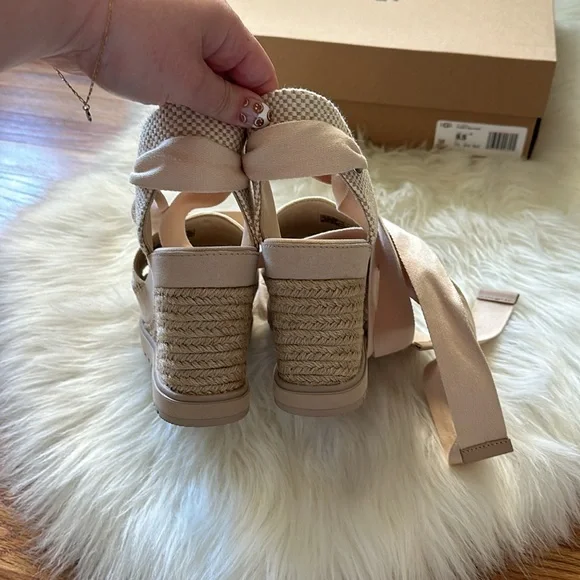 UGG Nude Abbot Ankle Wrap Wedges - Picture 7 of 7